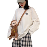 Plush Stuffed Toy Shoulder Bag Creative 3D Monkey Backpack Cute Animal Cartoon Plush Backpack - INSWEAR